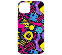 Nero Retro 80s 90s Bold Geo Energy Pattern Custodia per iPhone 15 Plus