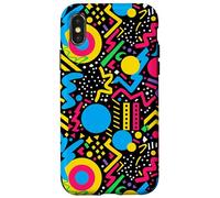 Nero Retro 80s 90s Bold Line Geo Pop Pattern Custodia per iPhone X/XS