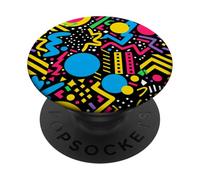 Nero Retro 80s 90s Bold Line Geo Pop Pattern PopSockets PopGrip Adesivo