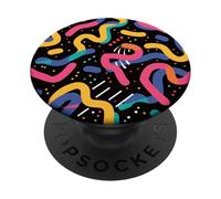 Nero Retro 80s 90s Line Flow Groove Pattern PopSockets PopGrip Adesivo