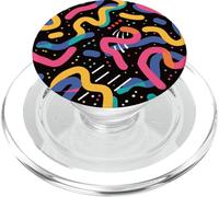 Nero Retro 80s 90s Line Flow Groove Pattern PopSockets PopGrip per MagSafe