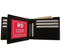 Nero Rfid Segnale Blocco Uomo Vera Pelle Slim Portafogli Carta D'Identità Porta