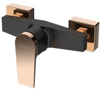 Nero/Rose Gold Ottone Bagno Doccia Rubinetto Miscelatore Parete Leva Singola