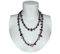 Moderna Collana Lunga Madreperla da Donna,Perle,Pietre Dure,Cristalli Nero 4col