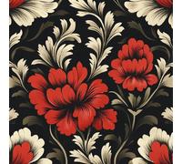 Nero Rosso Fiori Carta da Parati Rimovibile Retrò Piante Autoadesiva Impermeabile Ispessita Opaco Pellicola Adesivo Mobilia Decorativo Rullo Sticker per Cucina Camera da Letto Bagno 0.45x10 m