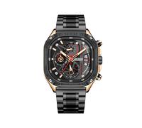 (Nero Rosso) Orologio al quarzo argento MEGIR da uomo, impermeabile, con quadrante quadrato, cronografo