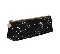 Nero Rotondo Dot Pattern Stampa Studenti Forniture Maggiore Capacità Matita Astuccio Penna Scuola Viaggi Ufficio Scrivania, bianco, Taglia unica