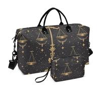 Nero Scala Dorata Decorativo Weekender/Pernottamento Duffel Tote Bag con Toiletry Bag per Aereo Viaggio Pieghevole Bolsa de Gym para Mujer