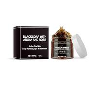 Nero Scrub Corpo Sapone,Black Soap with Rose,Peeling Gel Doccia per Pelle Morbida,Sapone Esfoliante Saponetta Nera,per Sbiancamento Pelle,Idratante e Liscio,200g