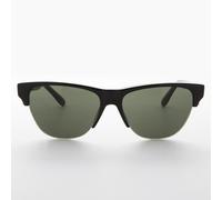 Nero Semi-Montatura Mono Browline Vintage Sole Con Lente Verde - Garett