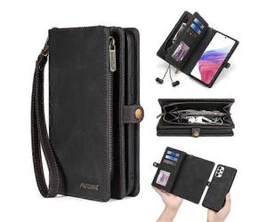 (Nero) Serie MEGSHI 017 compatibile con Samsung Galaxy A23 5G (versione globale) / A23 4G Custodia magnetica staccabile con cerniera Portafo