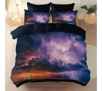 Nero Set Copripiumino Stampato, 100% Microfibra Film Fantasy Texture Fulmine Biancheria da letto reversibile Per Ragazzi Ragazze - 1 Copripiumino 220 x 240 cm + 2 Federe 50 x 75 cm Lunga Durata
