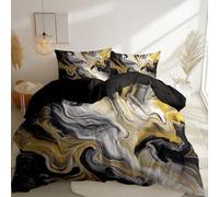 Nero Set Copripiumino Stampato, 100% Microfibra Minimalismo Astratto Texture Di Marmo Biancheria da letto reversibile Per Ragazzi Ragazze - 1 Copripiumino 240 x 260 cm + 2 Federe 50 x 75 cm
