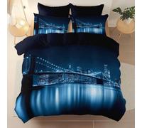 Nero Set Copripiumino Stampato, 100% Microfibra Minimalismo Città Architettura Biancheria da letto reversibile Per Ragazzi Ragazze - 1 Copripiumino 220 x 240 cm + 2 Federe 50 x 75 cm Lunga Durata