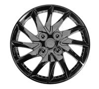 (Nero) Set di coprimozzi per auto da 14 pollici, colore argento e nero, universali, per copricerchi