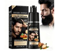 Nero Shampoo Colorante Uomo 4 in 1 - Colore Naturale per Capelli e Barba - Shampoo Capelli Bianchi, Tinta Nera Duratura, Cura e Nutrimento - 200ml