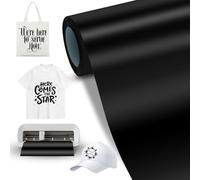 Nero Smart Iron On per Cricut Joy Xtra, pellicola per plotter tessile 24x200cm, rotoli di vinile per trasferimento termico intelligente, pellicola flessibile per plotter tessuti da stirare, senza