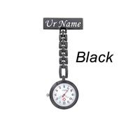 (Nero) Spilla incisa individualmente con il tuo nome e logo, spilla da bavero, orologio da ostetrica