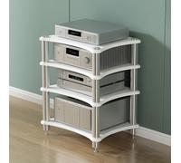 Nero Supporto per Giradischi Mobile DVD,Hifi AV Media Stand,Rack Audio Mobile,con Portaoggetti,Audio AV Tower Media Stand,Adatto per Lettori DVD/Console di Gioco/Accessori TV.(White,48x60x85cm)