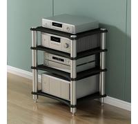 Nero Supporto per Giradischi Mobile DVD,Hifi AV Media Stand,Rack Audio Mobile,con Portaoggetti,Audio AV Tower Media Stand,Adatto per Lettori DVD/Console di Gioco/Accessori TV.(Black,48x60x85cm)