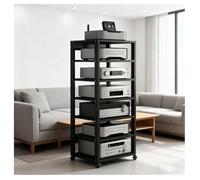 Nero Supporto Per Giradischi Mobile DVD,Hifi AV Media Stand,Rack Audio Mobile,con Portaoggetti,Audio AV Tower Media Stand,Adatto Per Lettori DVD/Console Di Gioco/Accessori TV(Nero)