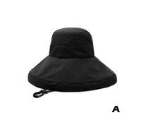 (Nero - Taglia unica) Cappello da pescatore a tesa larga, da donna, primaverile ed estivo, a secchiello, colore