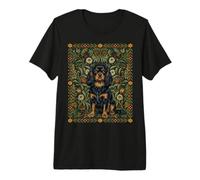 Nero Tan Cavalier William Morris Style Floreale Maglietta Premium