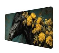 Nero Tappetino Mouse XXL 700 x 300 x 3 mm, Tappetino Mouse Cavallo Mousepad con Bordi Cuciti, Impermeabile Tappeto Scrivania Base in Gomma Antiscivolo Sottomano Scrivania per PC, Laptop -hjw2506AX