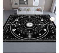 Nero Tappeto lavabile per corridoio, 120 x 170 cm a pelo basso morbido e antiscivolo tappeto da bagno, con stampe Minimal Scuro Stelle Corpi Celesti, per cucina camera da letto ingresso