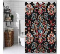 Nero Tenda Doccia 120 x 180 cm Mandala Tenda da Doccia Antimuffa, Orlo Appesantito, Impermeabile, lavabile, Asciugatura Rapida Shower Curtain con 12 Ganci per Bagno Vasca Famiglia Hotel Decor -ly598