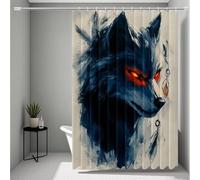 Nero Tenda Doccia HD Stampa 120 x 200 cm, Impermeabile Tenda Doccia Lupo Shower Curtain con 12 Anelli, Orlo Ponderato Durevole e Lavabile Shower Curtain per Bagno, Vasca, Dormitorio -ly25072N046YO