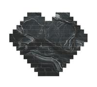 Nero Texture Marmo Stampa Art Mattone Puzzle a forma di cuore Blocchi di costruzione fai da te Set 3D Puzzle Home Decor 53 pezzi