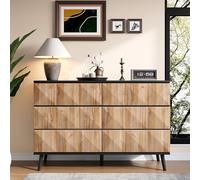 Nero tonalità legno credenza e la cassettiera si distinguono per una combinazione di porte così come in rilievo.