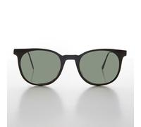 Nero Tonde Quadrato Corno Cerchio Vintage Occhiali da Sole con Verde Lente- Enzo