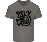 Nero Unity Nero Vive Materia Juneteenth Uomo Scollo A V Cotone T-Shirt