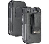 Nero Vegano Pelle Custodia con Clip Cintura Schermo Cover per Nokia 2720 V Flip