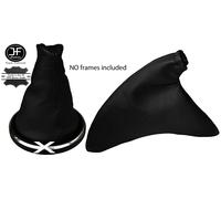 Nero Vera Cambio IN Pelle & Ghetta Del Freno a Mano Per Ford Fiesta MK6