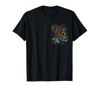 Nero Verde Giallo Blu Rosso Astratto Linee Kandinsky Maglietta
