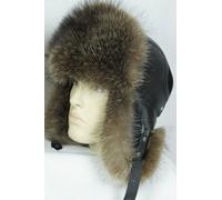 Nero Vero Argento Fox, Procione Pelliccia Vera Pelle Cacciatore Ushanka Cappello