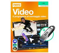 Nero Video 2026 su Chiavetta USB | Programma Montaggio Video | Creare e Modificare Video e Slideshow | 4K/8K | 1000+ Effetti | Motion Tracking e Green Screen | Licenza a Vita | Windows