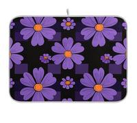 Nero Viola Motivo A Scacchi Viola Fiore Pastiglie Da Cucina per Contatore Lavastoviglie Lavatrice Asciugatrice Stuoie per Cucina Grande 18 x 24