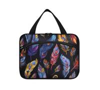 Nero Vivido Colore Piuma Boho Hanging Borse per Viaggiare con Gancio, Designer Necessities Articoli da toeletta Borsa per Accessori da Viaggio per le Donne Hotel Bolsa para maquillaje L