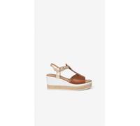 NeroGiardini E307712D - Sandalo da Donna in Pelle con Zeppa 70 Cognac