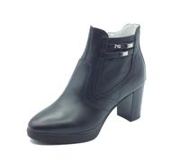 NeroGiardini E615080D Nero Tronchetti per Donna in pelle con tacco alto e lampo