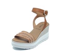 NeroGiardini E615960D Armenia Cognac Sandali per Donna in pelle marrone con zepp