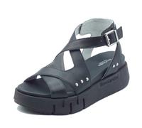 NeroGiardini E617067D Tamigi Nero Sandali per Donna pelle nera con zeppa alta