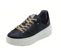NeroGiardini I514200D Guanto Nero Sneakers per Donna in Pelle Zeppa Bassa Elementi Platino (Taglia 38)