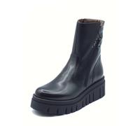 NeroGiardini I514913D Nero Tronchetti per Donna in pelle con lampo e zeppa media