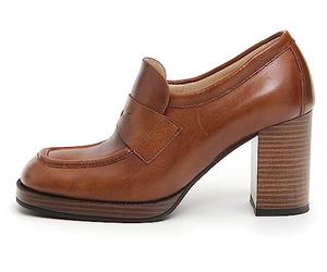 NEROGIARDINI Mocassino in pelle con tacco alto 36 Marrone CUOIO