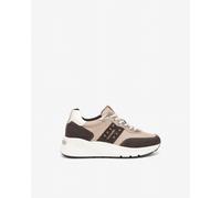 NeroGiardini Outlet - Sneakers Donna in Camoscio, Pelle e Materiale Tecnico - Castagno 40
